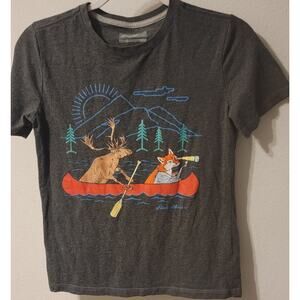 KIDS EDDIE BAUER CAMP CANOE TSHIRT - BOYS L 14/16 Gray Graphic Print Animal